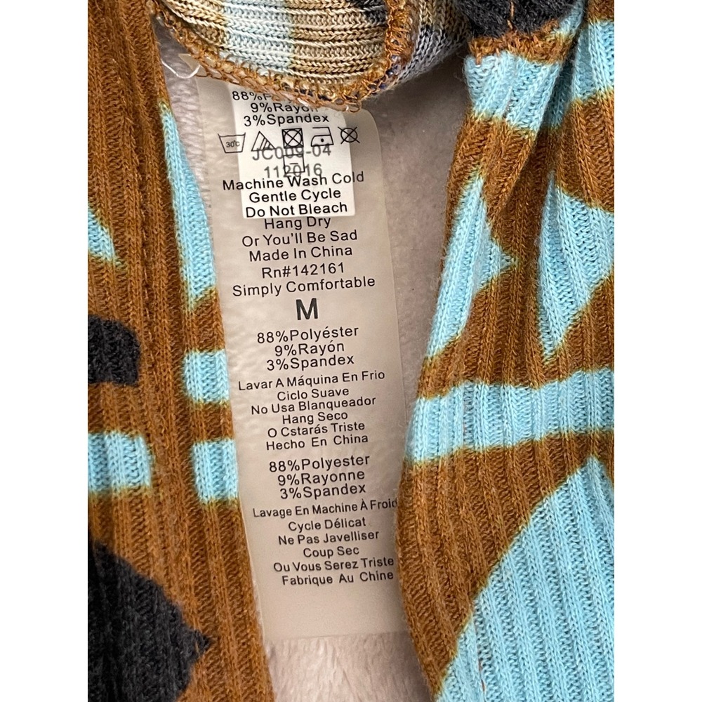 LuLaRoe Joy Vest Womens Medium Mustard Yellow Geometric Ribbed Longline Duster - Picture 6 of 8